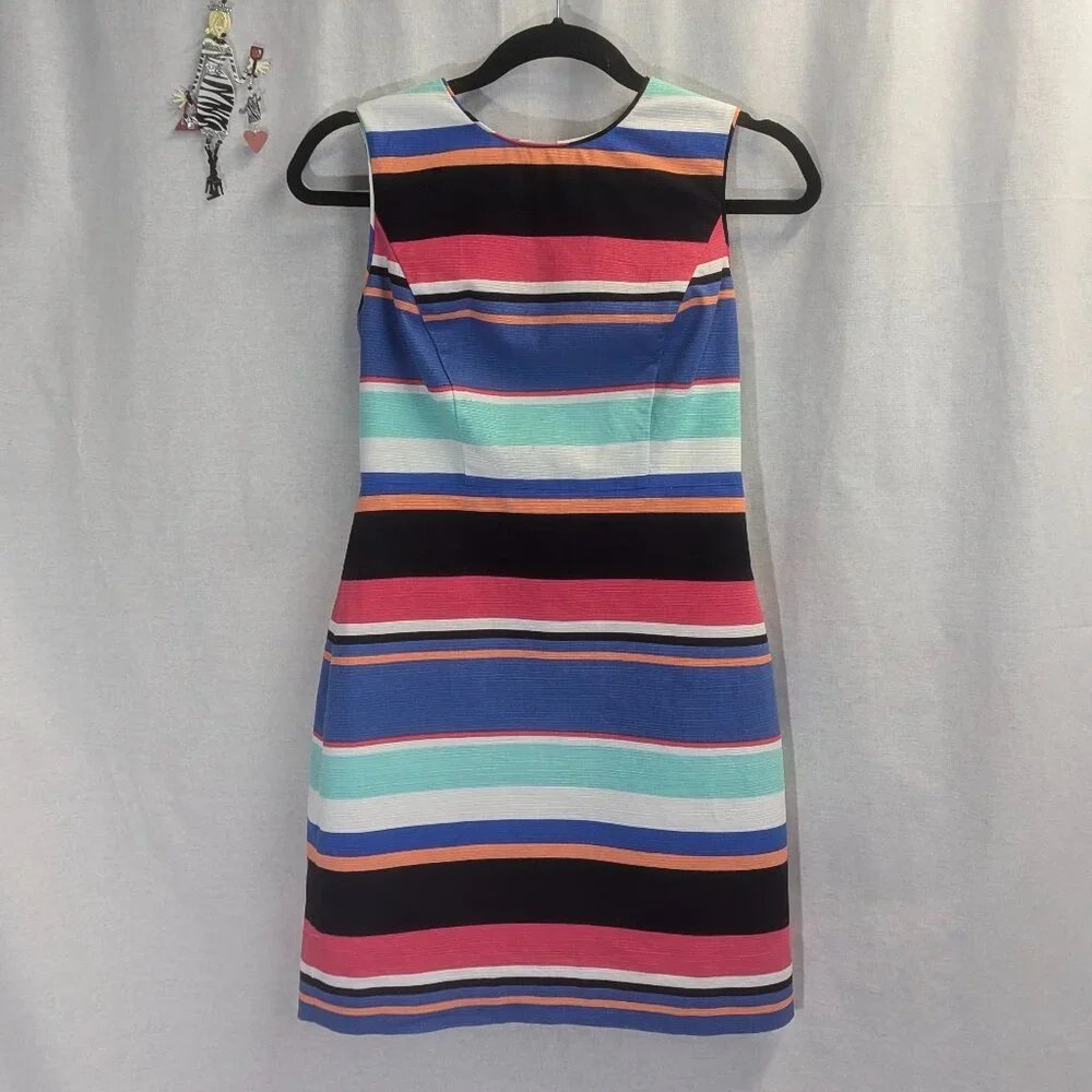 Kate Spade Tropical Stripe Mariam Dress, Fully Lined, Gold Zipper, Size 2